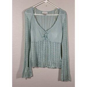 Y2K Vintage Open Knit Mesh L/S Coquette Boho Fairy Grunge‎ Mermaid Whimsigoth M